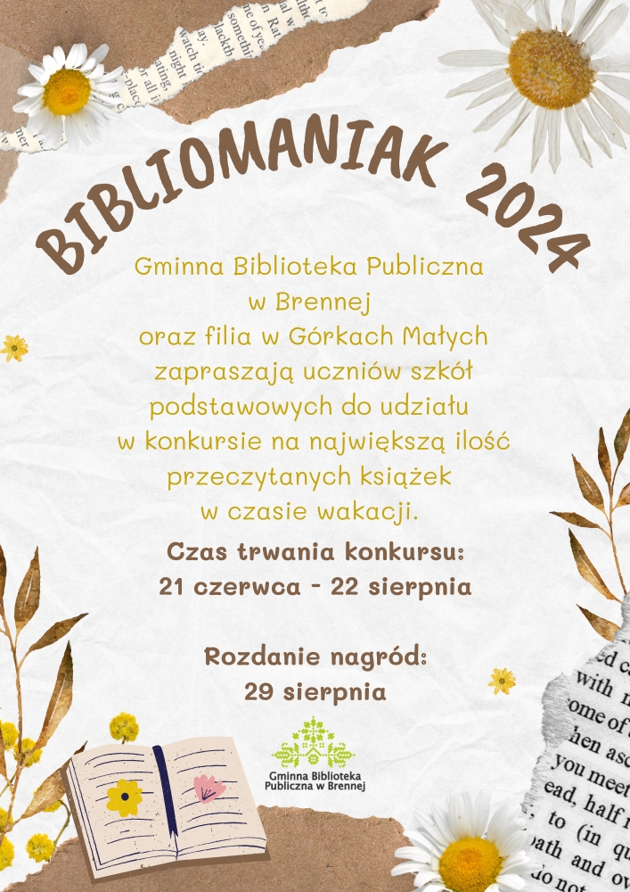 Wakacyjny konkurs czytelniczy Bibliomaniak 2024  